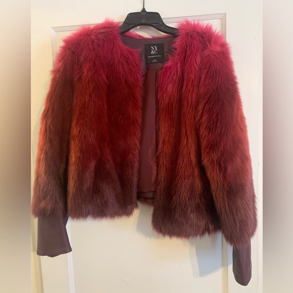 Womens ombré faux fur jacket